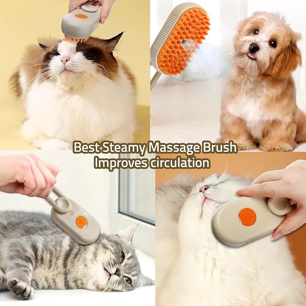Cepillo a Vapor para Perros y Gatos 3 en 1
